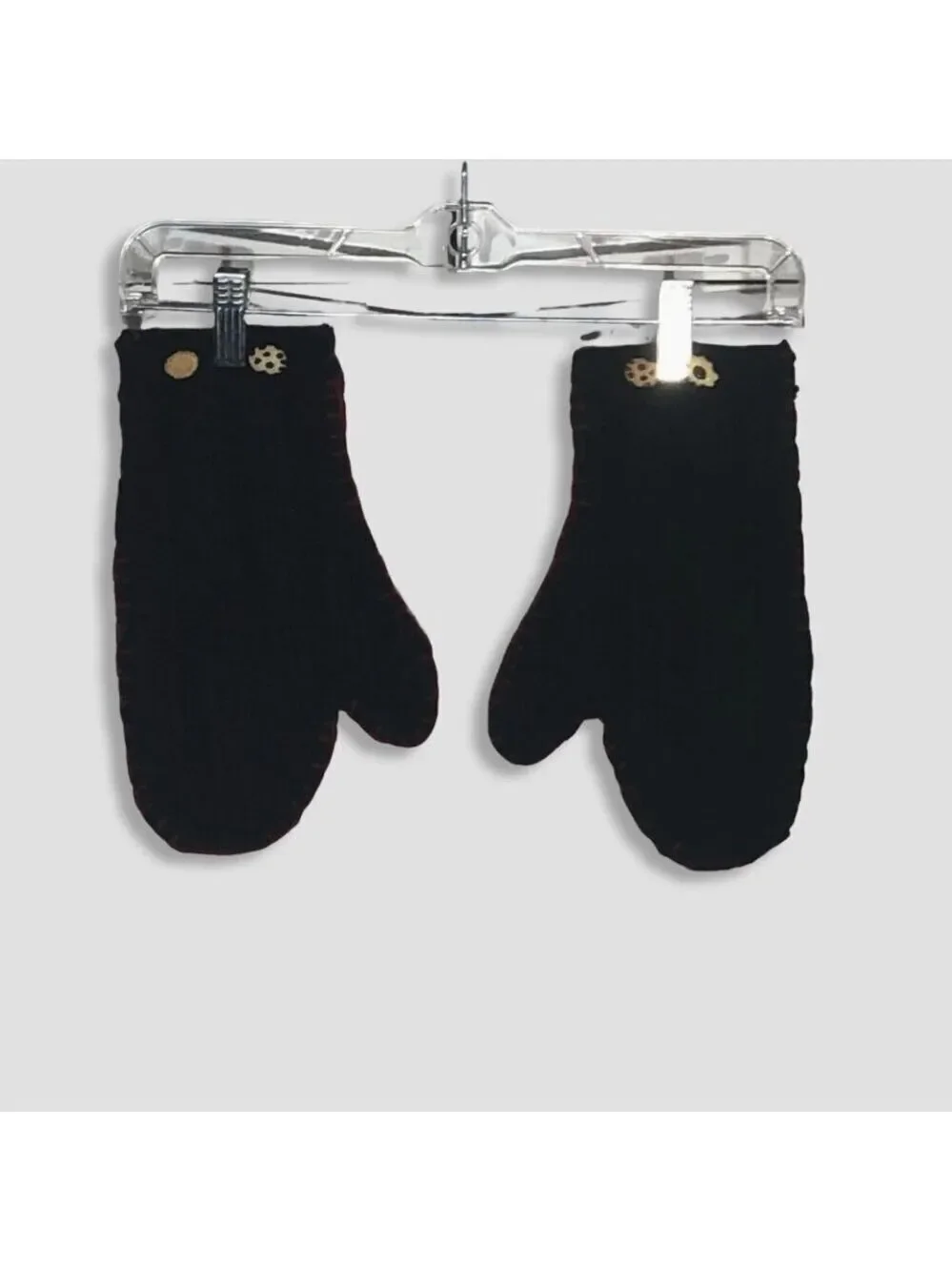 vintage wool mittens cookie buttons hand-stitched trim cottage ski resort alpine